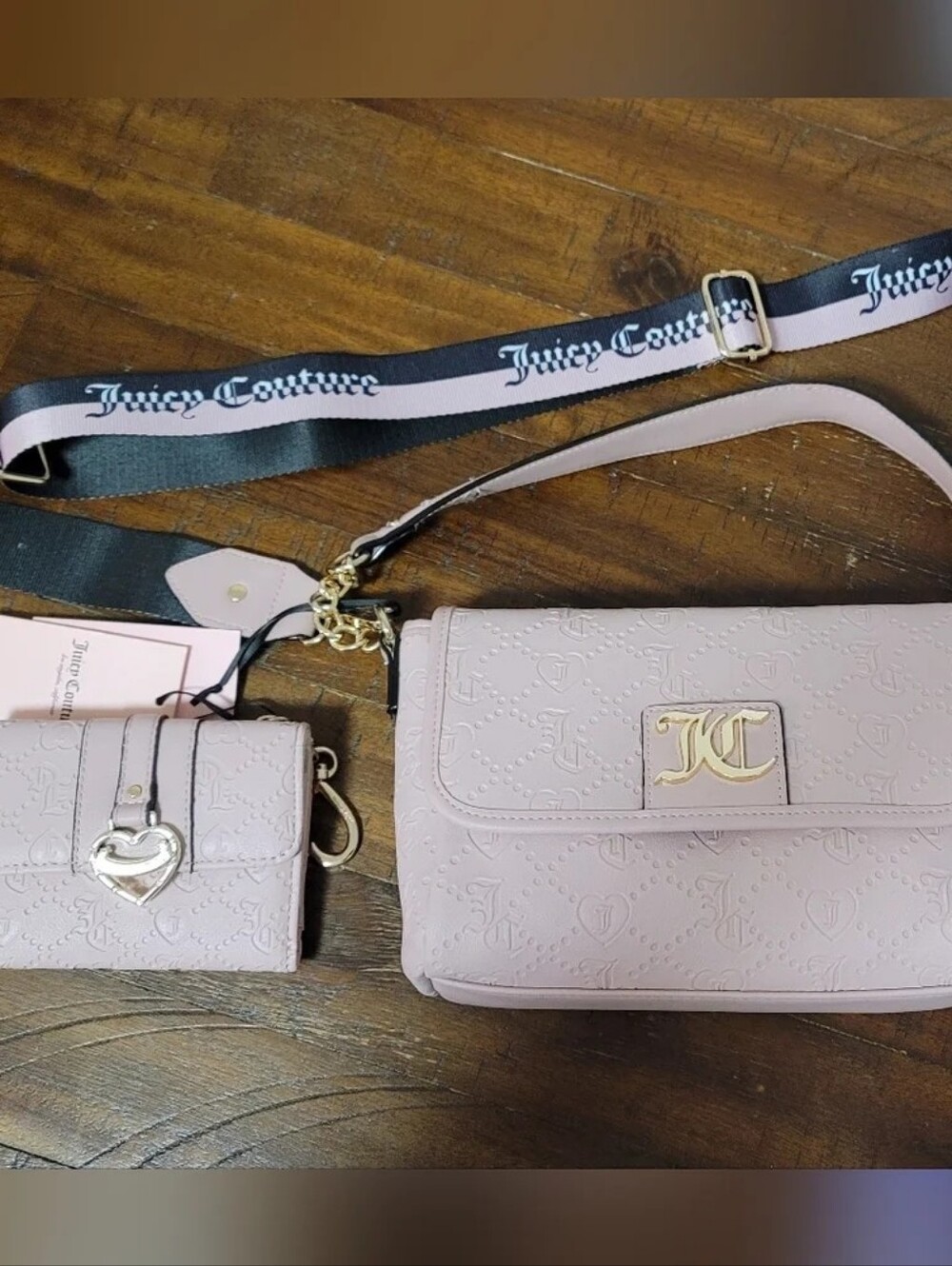 Juicy Couture Pink Cross Body Bag & Tri Fold Wallet Combo